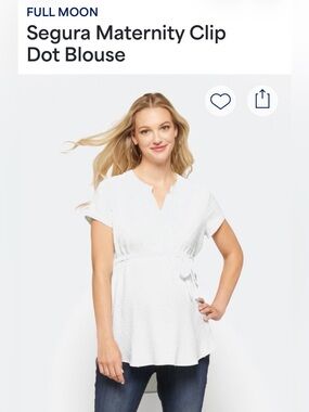 Full Moon Maternity Segura Maternity Clip Dot Blouse - White